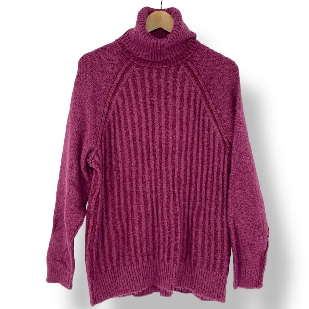 Free People Big City Turtleneck Mulberry Size XS Ribbed Slouchy Longline